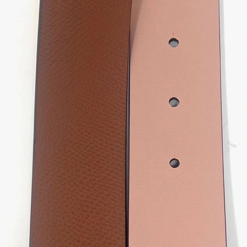 Michael Kors Reversible Gold MK Logo Belt Brown/Pink